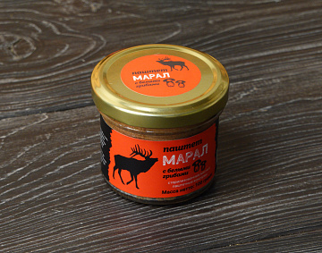 Фото Паштет из мяса марала с белыми грибами 100г